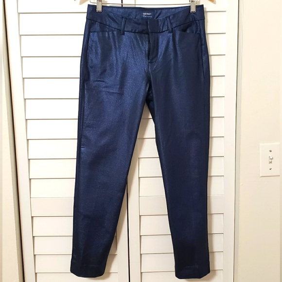Old Navy Women's Blue Shimmer Pixe Mid Rise Size 4 - Picture 2 of 15